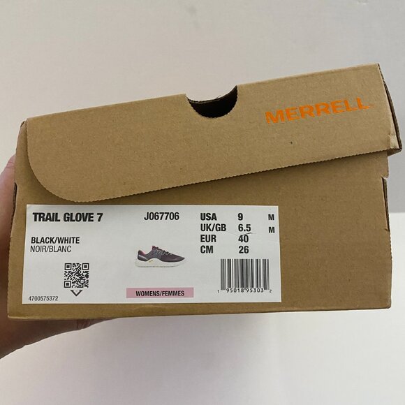 IN BOX MERRELL TRAIL GLOVE 7 PINK AND BLACK WALKING TRAIL RUNNERS WORN ONCE SZ 9 - Picture 12 of 13